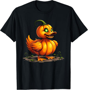 Scary Duck Pumpkin Funny Halloween Kids T-Shirt - T-Shirt | Black