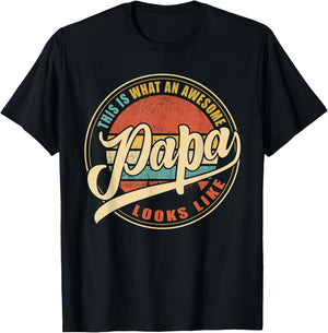 Men's Awesome Vintage Dad, Papa, Grandpa Black - Classic Fit, Short Sleeve T-Shirt - T-Shirt | Black