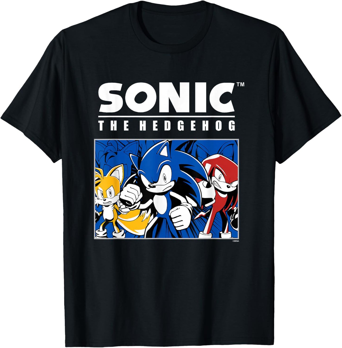 Sonic The Hedgehog Tails Sonic & Knuckles Epic Retro Panel T-Shirt - T-Shirt | Black