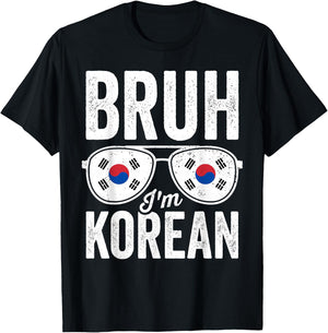 Bruh I'm Korean South Korea Flag Funny Korean Boys Kids T-Shirt - T-Shirt | Black