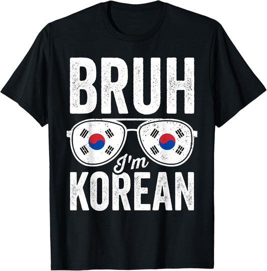 Bruh I'm Korean South Korea Flag Funny Korean Boys Kids T-Shirt - T-Shirt | Black