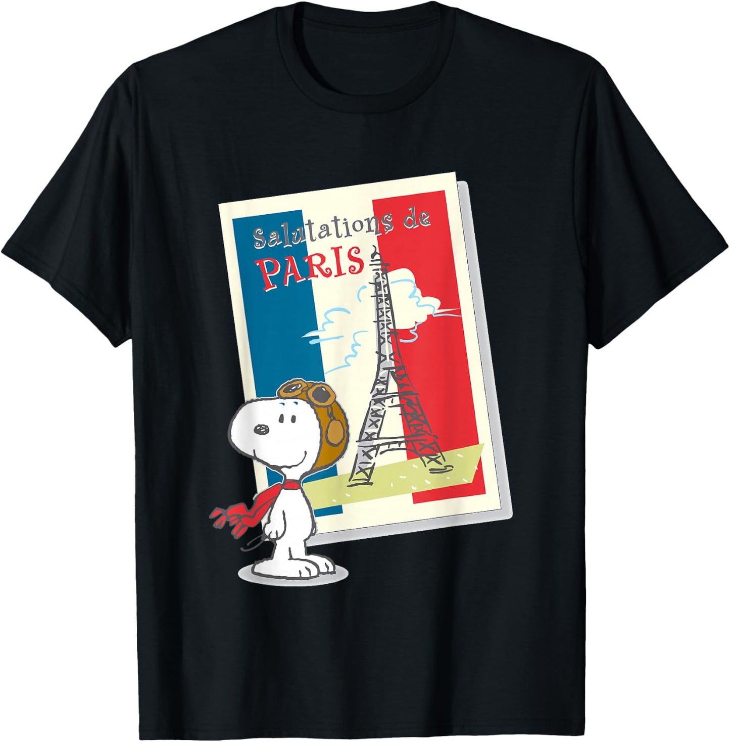 Peanuts Snoopy in Paris , Black, S T-Shirt - T-Shirt | Black