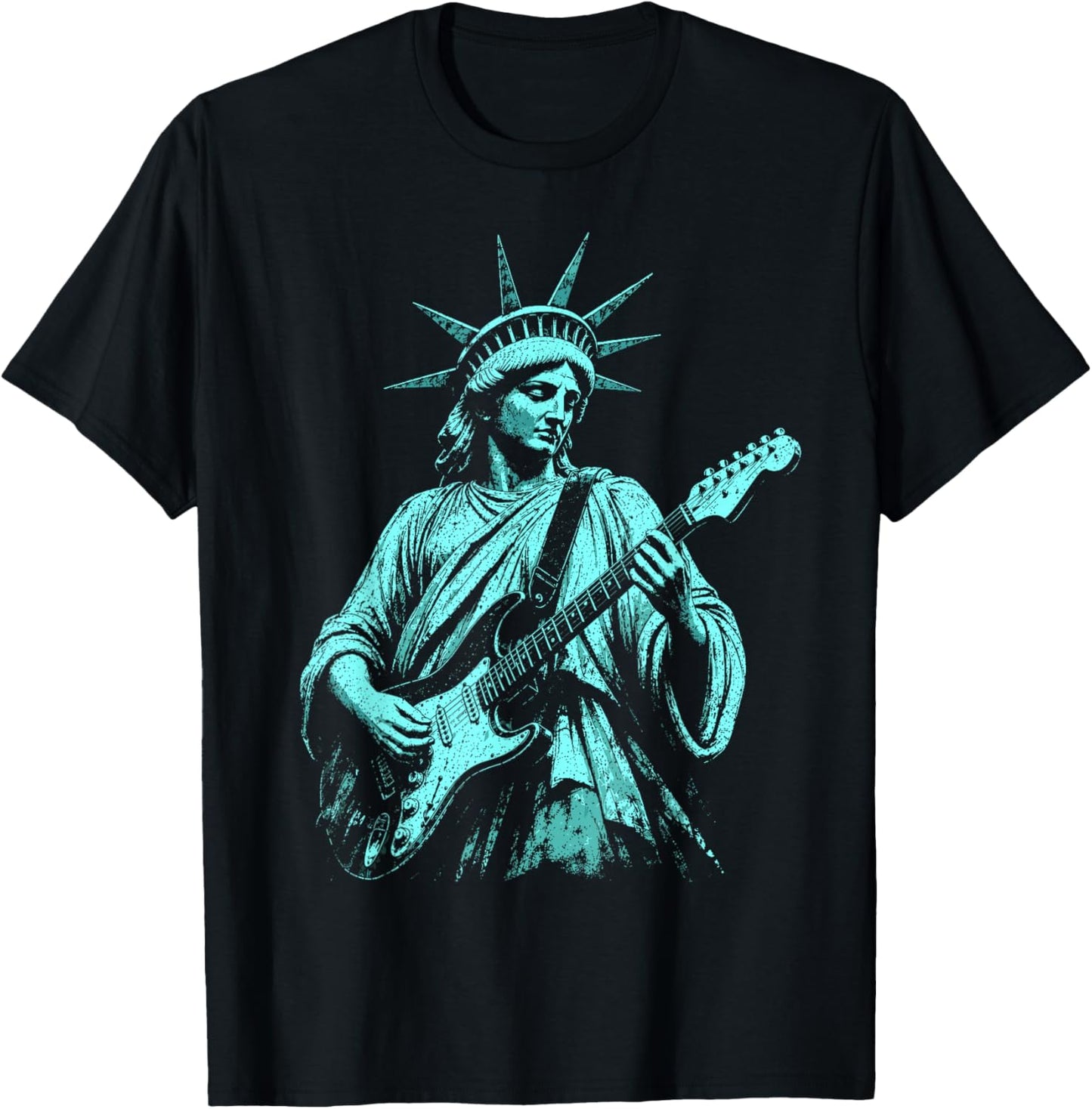 4th of July Statue of Liberty Guitarist 1776 2026 T-Shirt - T-Shirt | Black