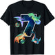 Kids Astronaut Outer Space Dinosaurs 7th Birthday Boy Gift T-Shirt - T-Shirt | Black