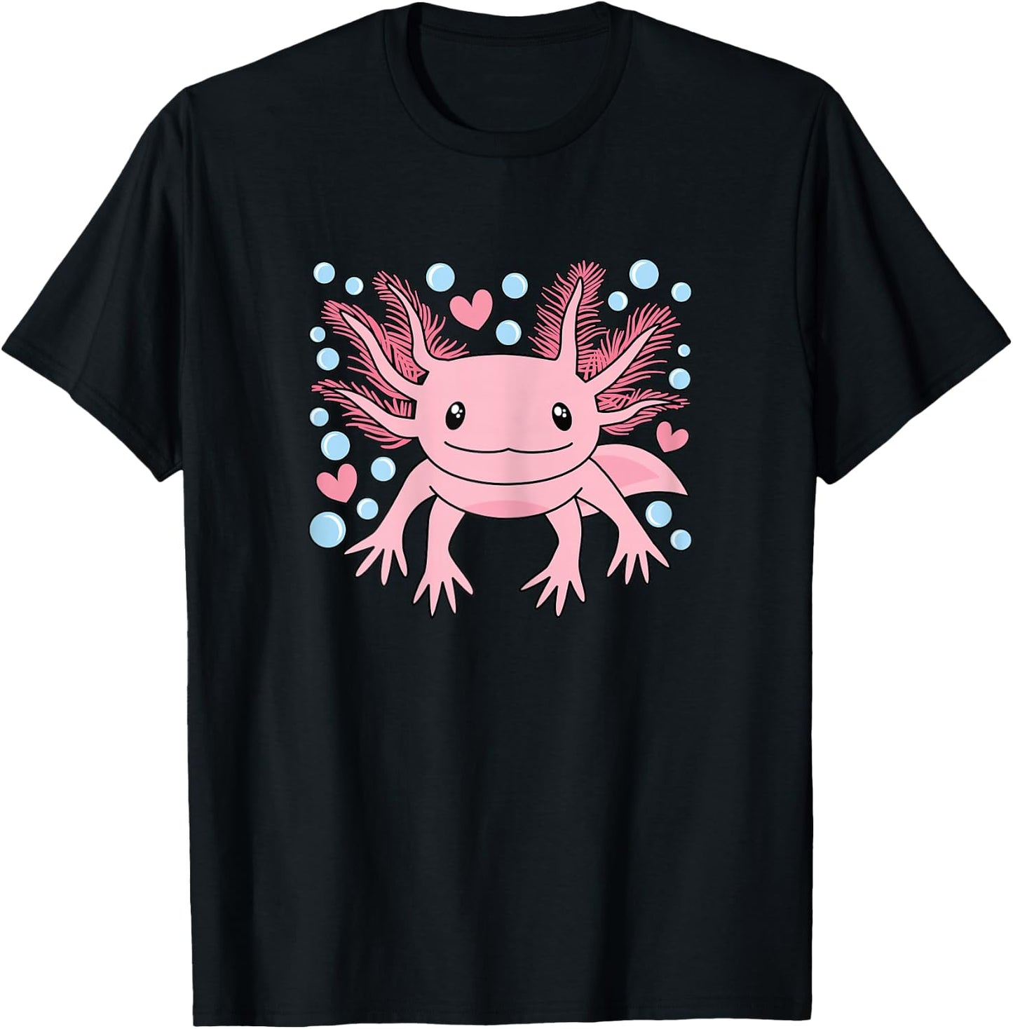 Cute Kawaii Axolotl Salamander Women Girls Kids T-Shirt - T-Shirt | Black