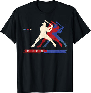 Cuba Baseball Shirt Cuban Flag Patriotic Heritage Month T-Shirt - T-Shirt | Black