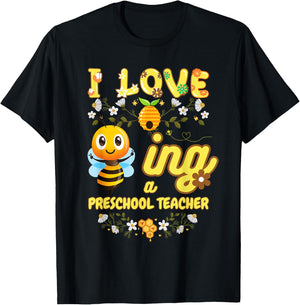 I Love Beeing A Preschool Teacher Bee Lover Job Profession T-Shirt - T-Shirt | Black