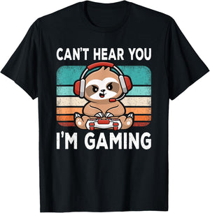 Can't Hear You I'm Gaming Funny Video Game Retro Gamer Boys T-Shirt - T-Shirt | Black