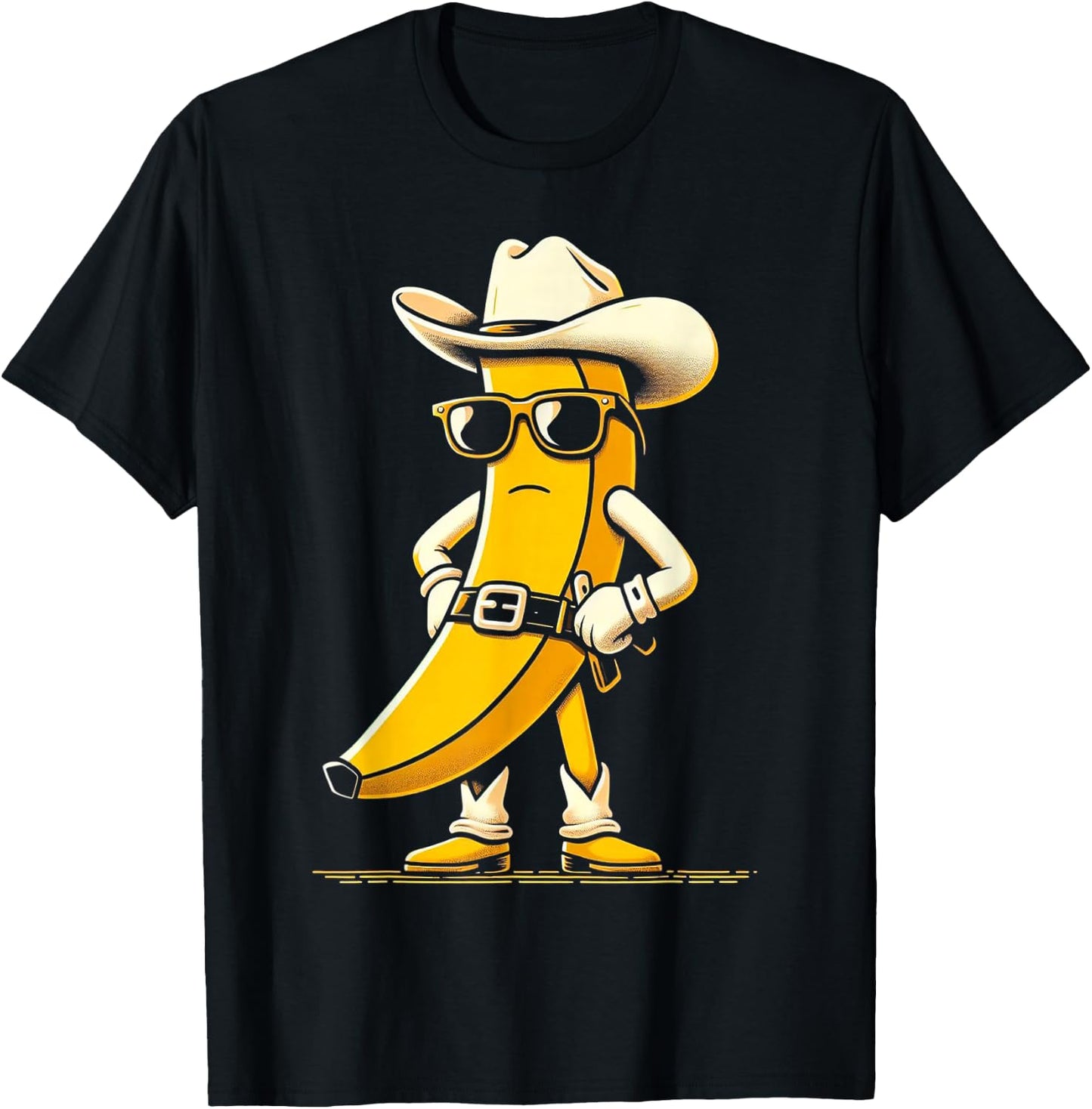 Banana Cowboy Cowgirl Country Western Novelty Funny Banana T-Shirt - T-Shirt | Black