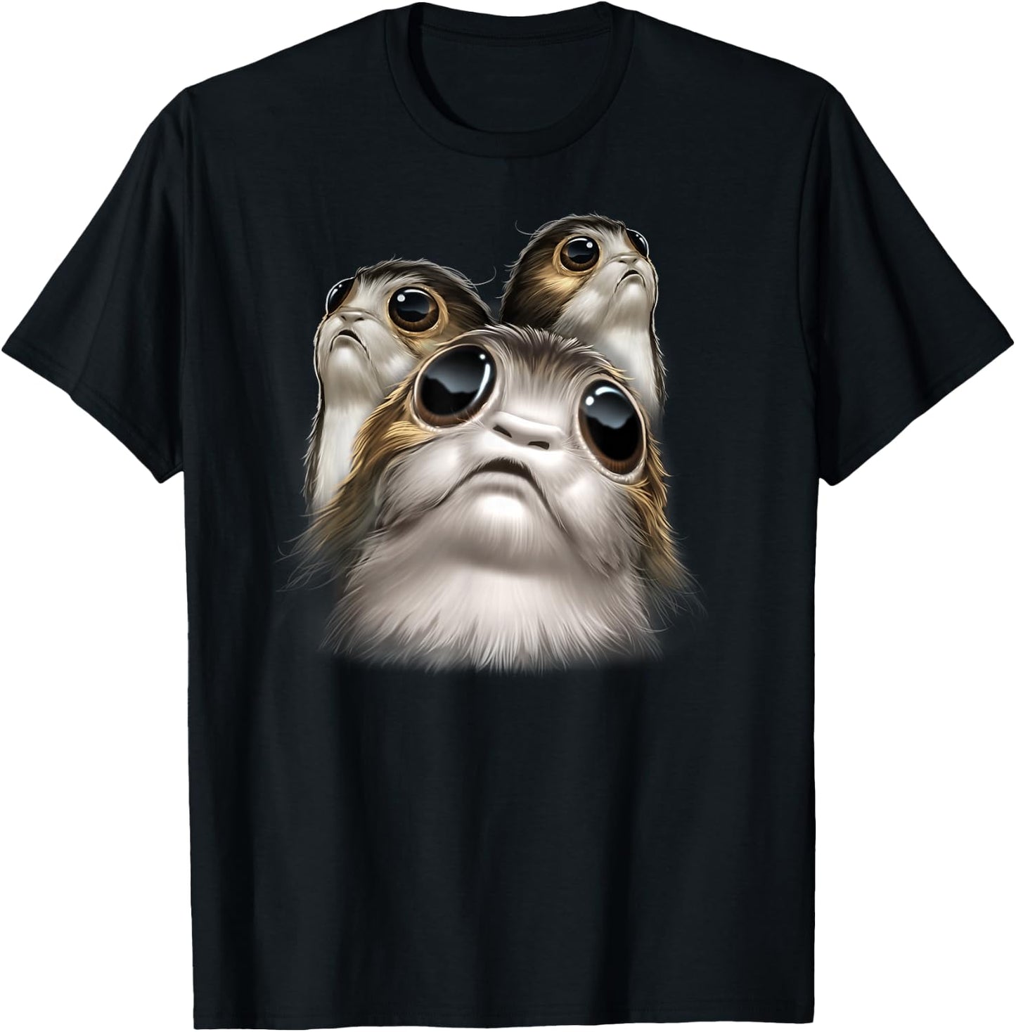 Star Wars Last Jedi Porgs Big Eyes Cute Graphic T-Shirt - T-Shirt | Black