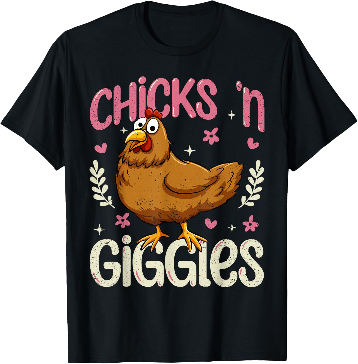 Chicks 'n Giggles Funny Chicken T-Shirt - T-Shirt | Black