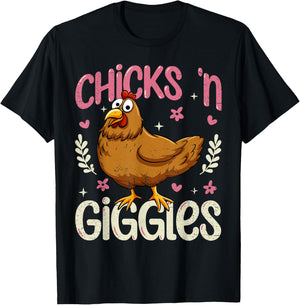 Chicks 'n Giggles Funny Chicken T-Shirt - T-Shirt | Black