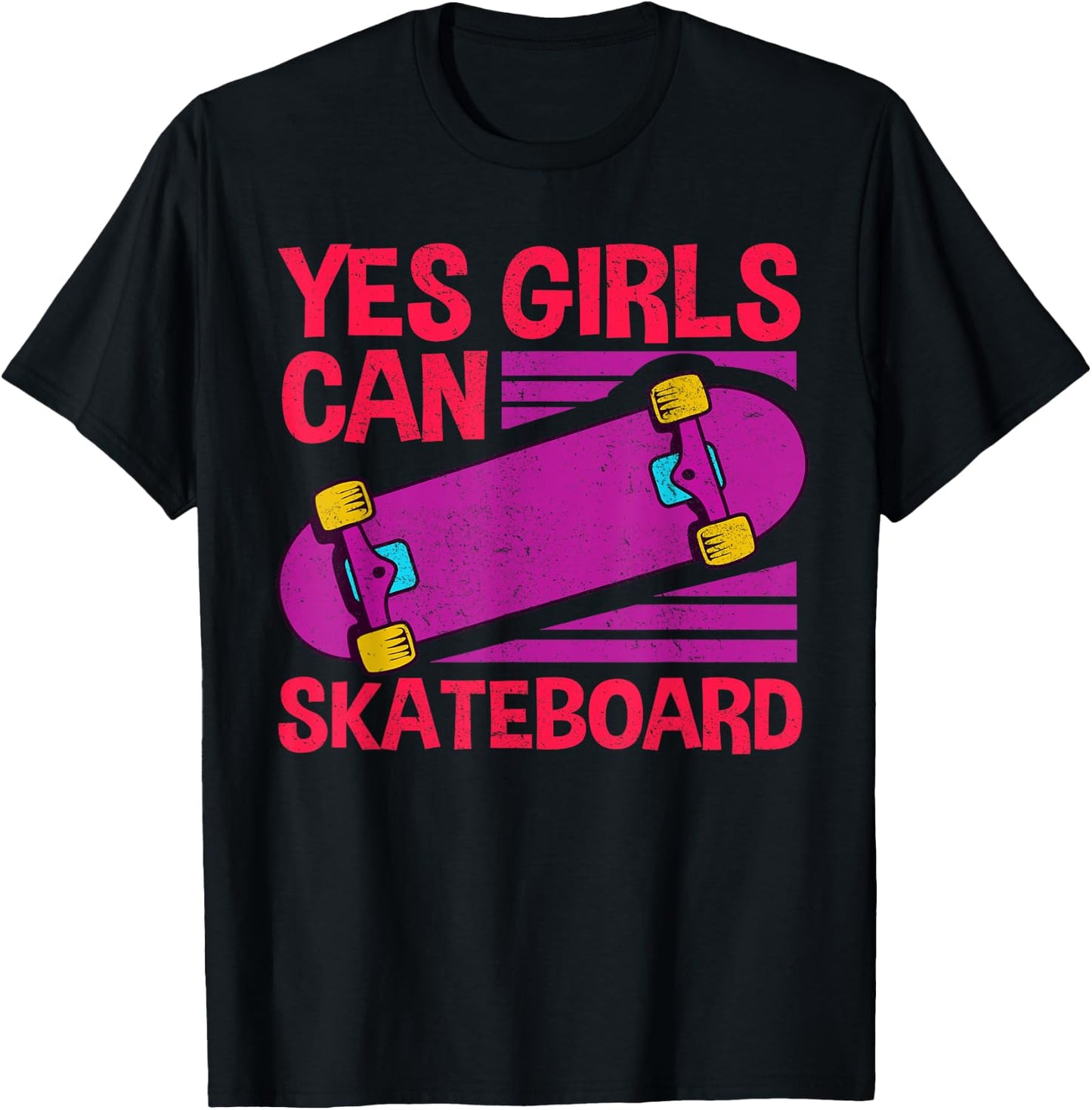 Funny Girls Skateboard Gift Kids Cool Skateboarder Skate T-Shirt - T-Shirt | Black