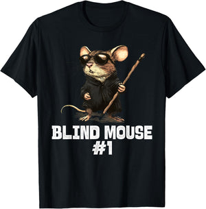 Blind Mouse #1 Cool Mouse Illustration T-Shirt - T-Shirt | Black