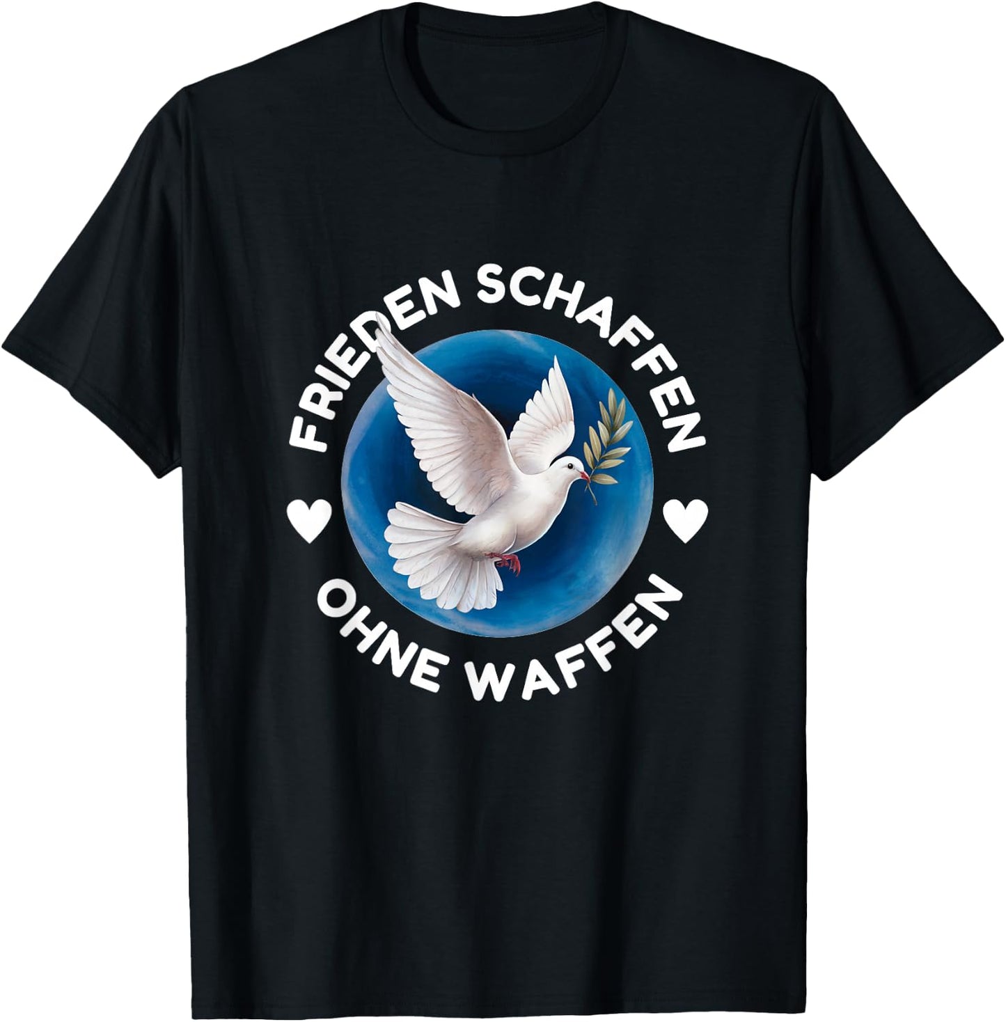 Frieden Schaffen Ohne Waffen Weltfrieden Weiße Friedenstaube T-Shirt - T-Shirt | Black
