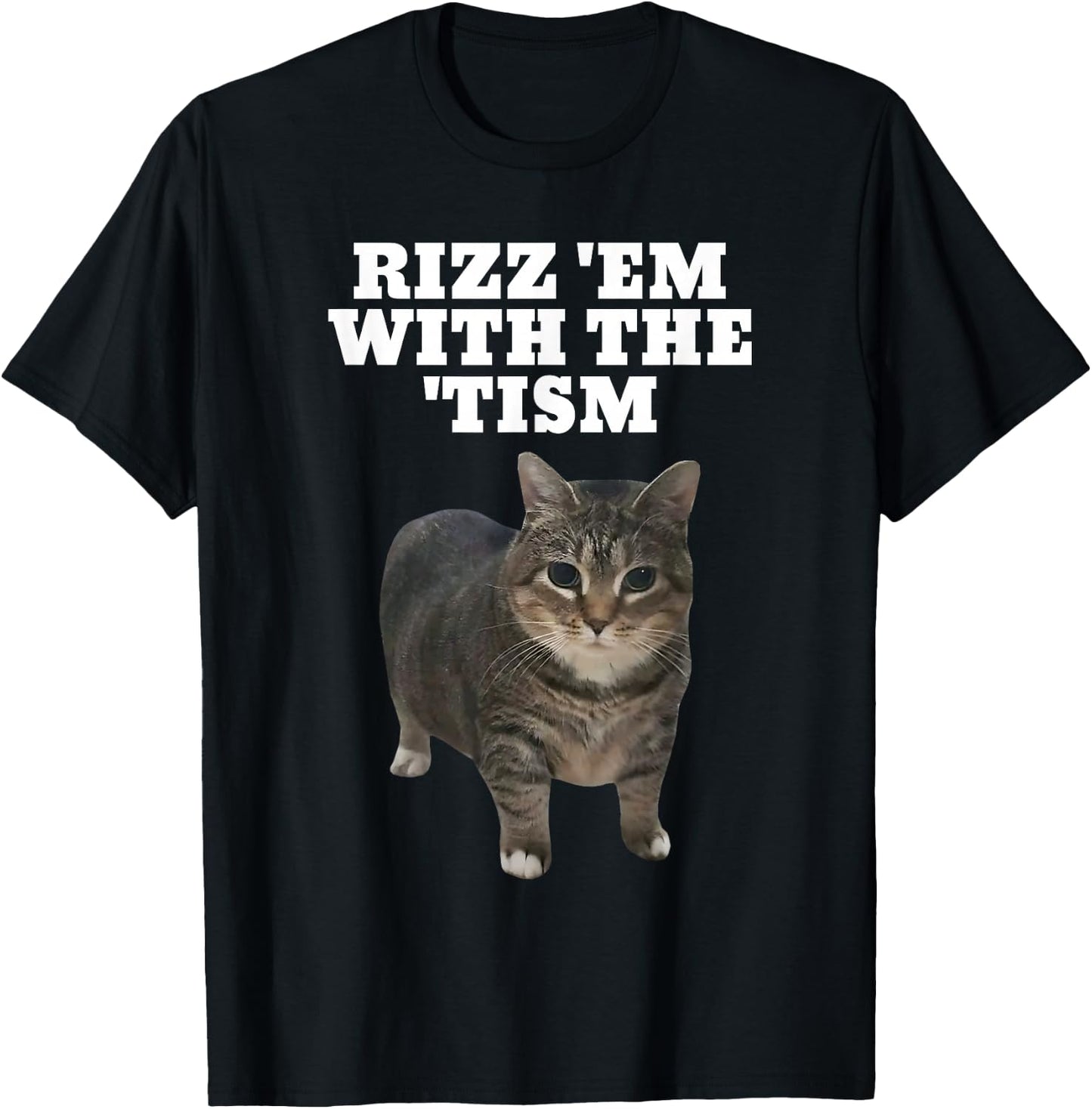 Rizz Em With The Tism Autistic Cat Rizz T-Shirt - T-Shirt | Black