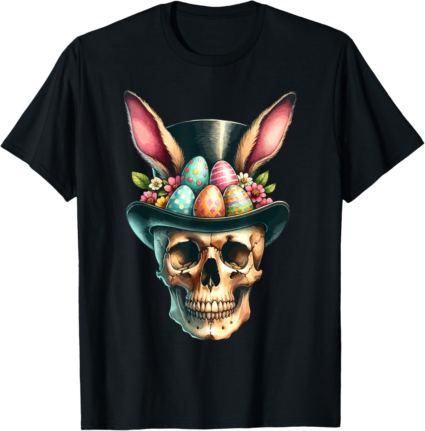 Funny Easter Bunny Skull Egg Hunt Easter Day T-Shirt - T-Shirt | Black