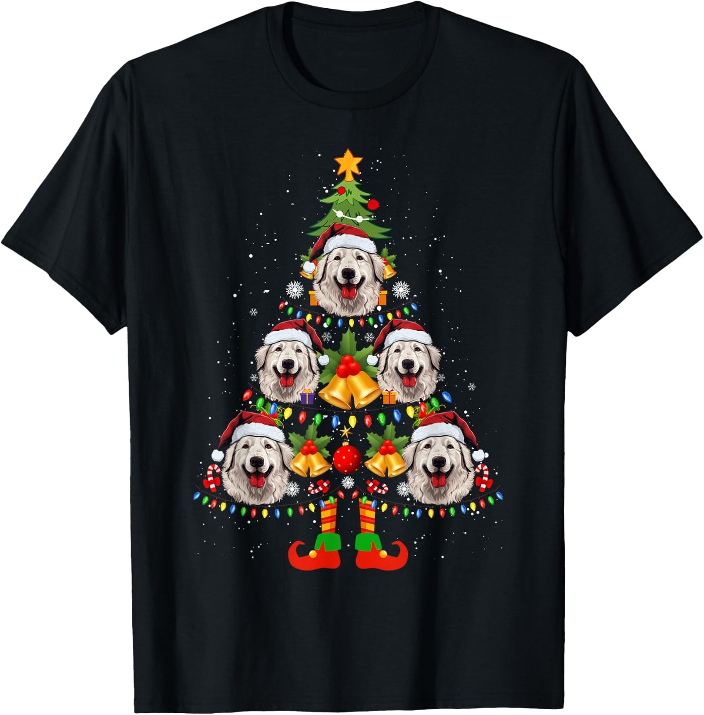 Maremma Sheepdog Christmas Tree Gifts Funny Xmas Dog Lover T-Shirt - T-Shirt | Black
