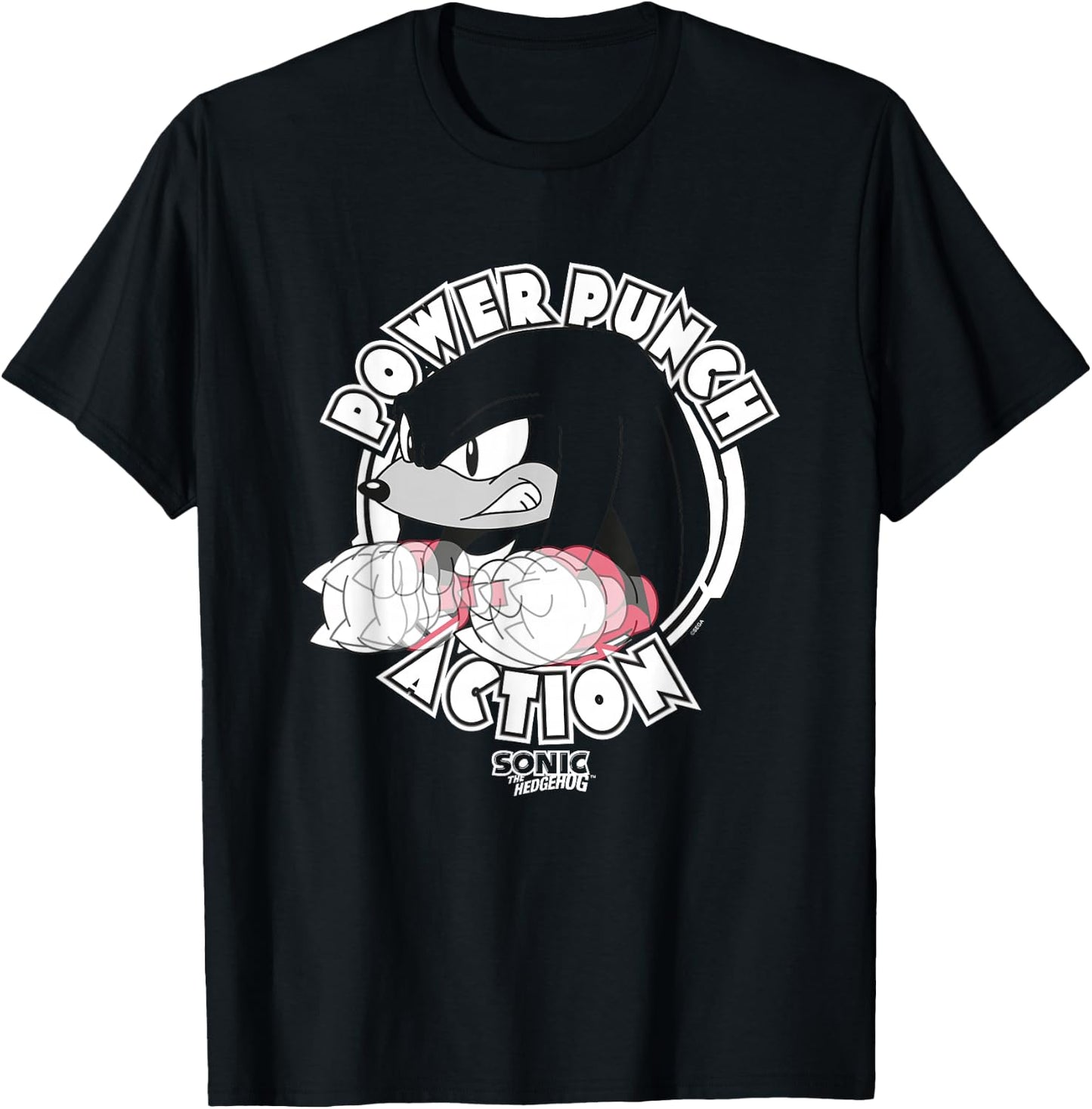 Sonic The Hedgehog Power Punch Action Knuckles T-Shirt - T-Shirt | Black