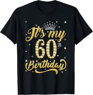 It's My 60th Birthday Queen 60 Years Old Women Crown Diamond T-Shirt - T-Shirt | Black