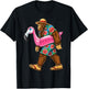 Bigfoot Flamingo Sasquatch Summer Pink Float Pool Party T-Shirt - T-Shirt | Black