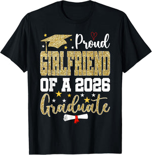 Proud Girlfriend of A 2026 Graduate Senior Graduation T-Shirt - T-Shirt | Black