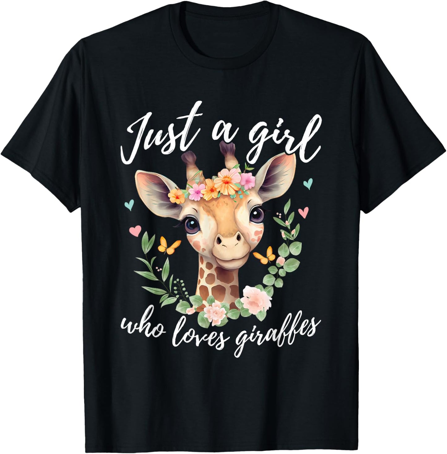 Just A Girl Who Loves Giraffes - Funny Giraffe Lover T-Shirt - T-Shirt | Black