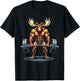 Workout Gym Moose Deadlift Weightlifting T-Shirt - T-Shirt | Black
