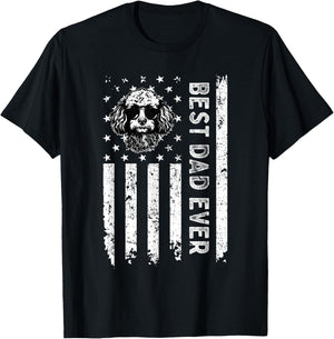 Best Miniature Poodle Dog Dad Ever Fathers Day USA Flag T-Shirt - T-Shirt | Black
