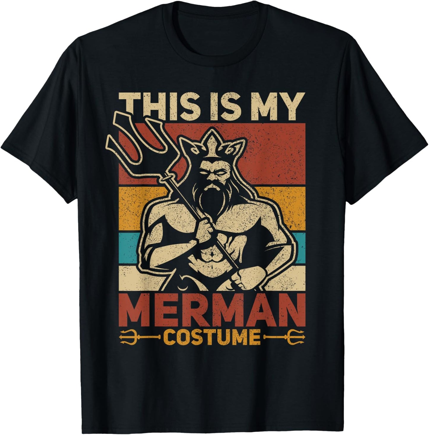 Merdaddy Mermaid Dad Fathers Day Party Outfit Merman Costume T-Shirt - T-Shirt | Black