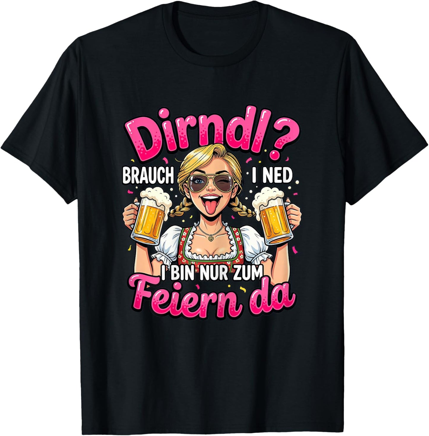 Trachtenshirt Damen Trachten Passend für Oktoberfest T-Shirt - T-Shirt | Black