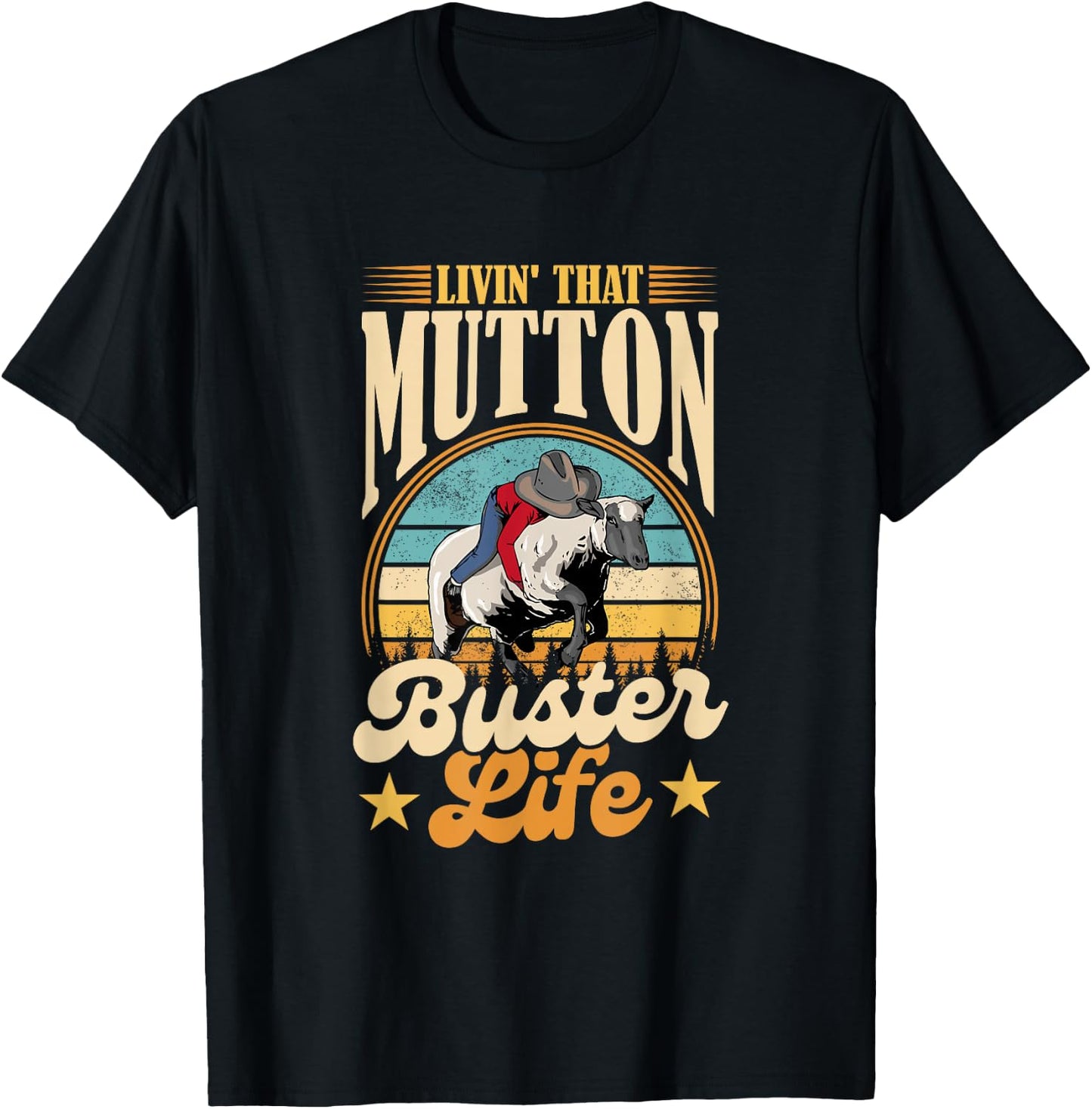 Mutton Busting Youth Rodeo Sheep Riding Kids Mutton Buster T-Shirt - T-Shirt | Black