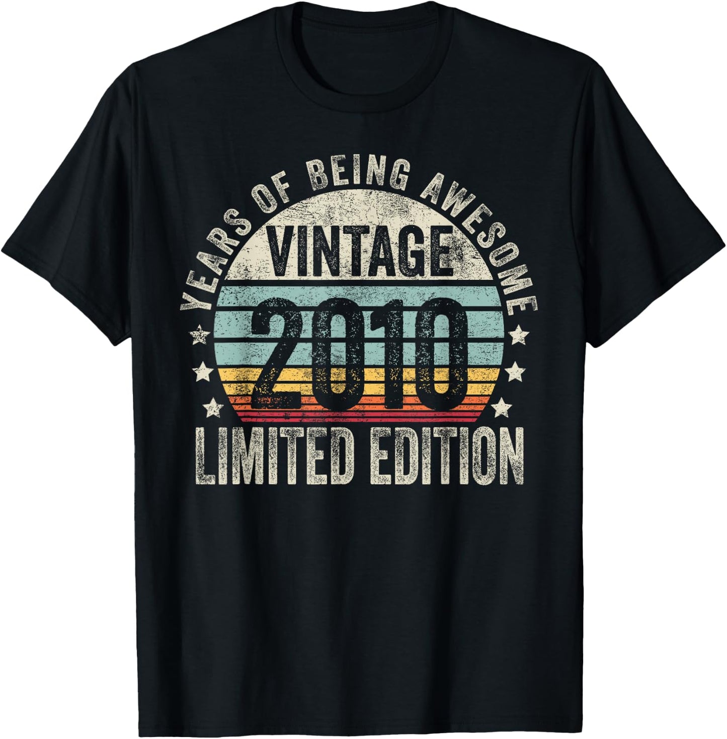 Vintage 2010 T Shirts Retro Funny 2010 Birthday T-Shirt - T-Shirt | Black