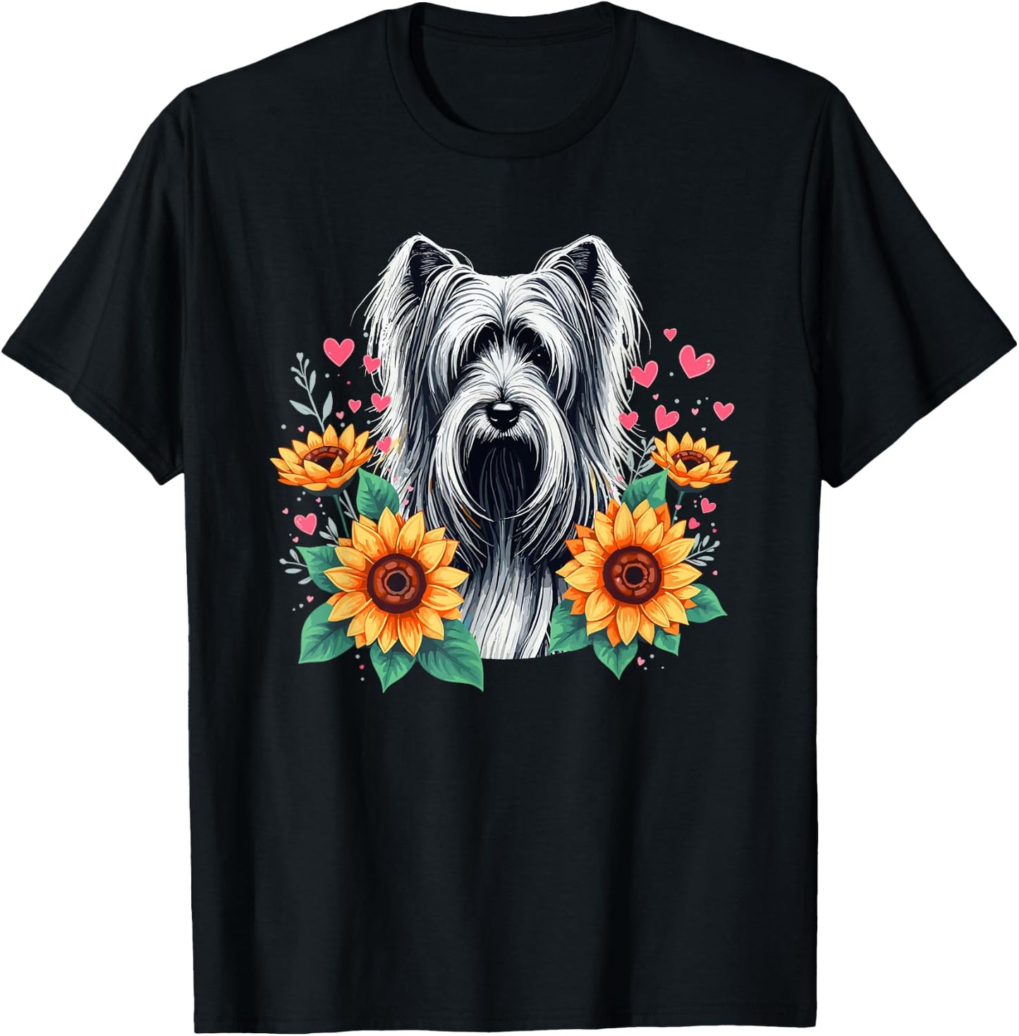 Sunflowers Skye Terrier Terriers T-Shirt - T-Shirt | Black