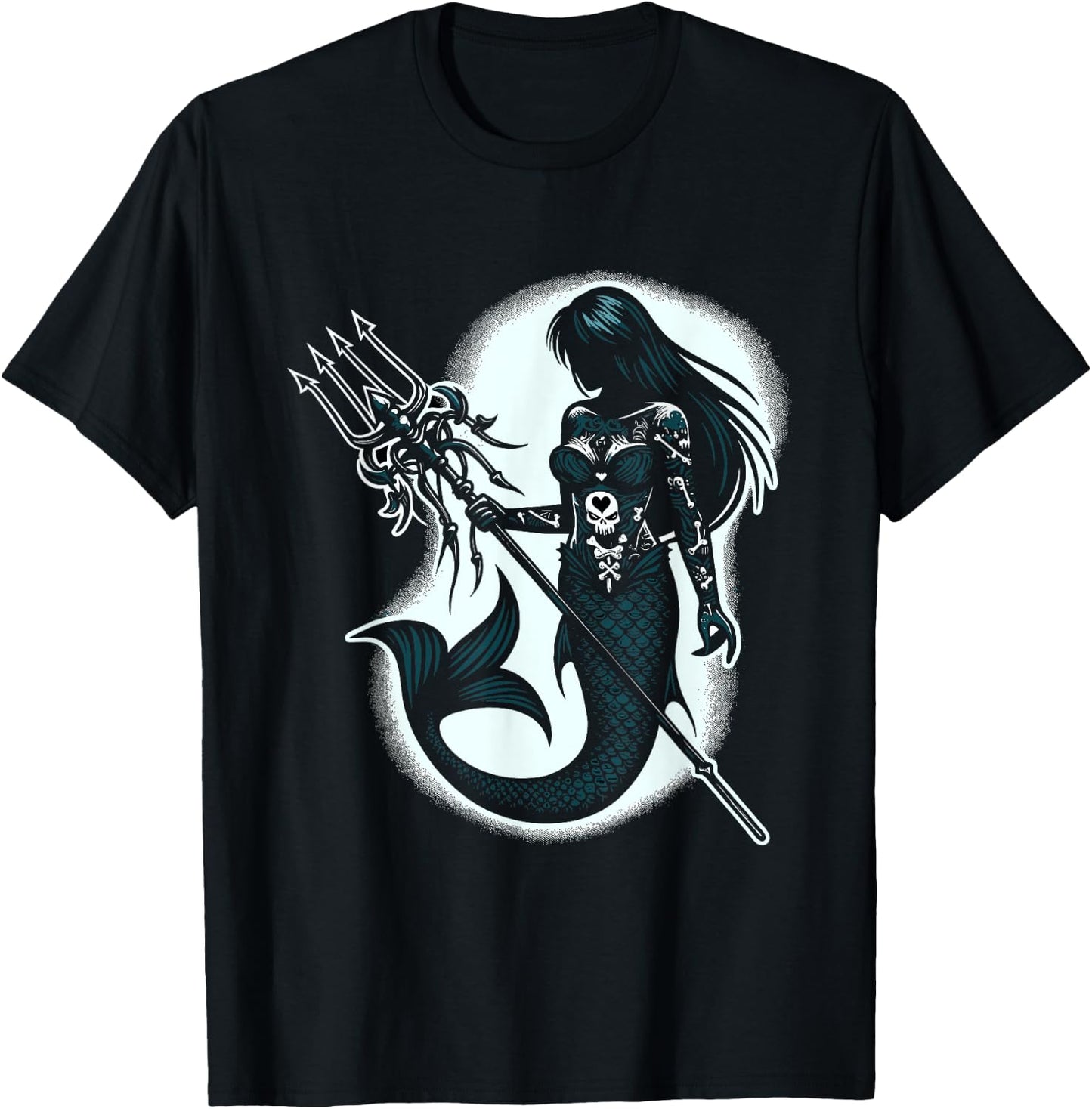 Spooky Sirens Horror Mermaid Creepy Mermaid Haunted Sea T-Shirt - T-Shirt | Black