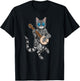 Banjo Cat Funny Retro Style Bluegrass & Tabby Feline Lover T-Shirt - T-Shirt | Black