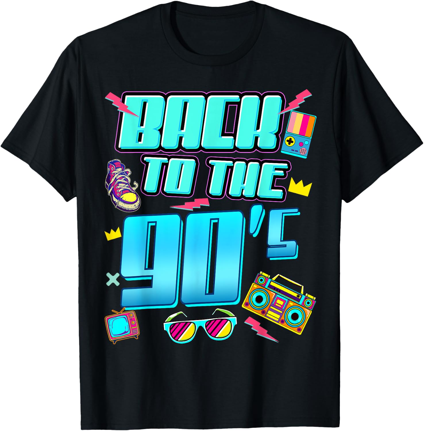 90er Jahre Outfit Damen Herren Back to The 90s Retro Party T-Shirt - T-Shirt | Black