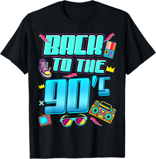 90er Jahre Outfit Damen Herren Back to The 90s Retro Party T-Shirt - T-Shirt | Black