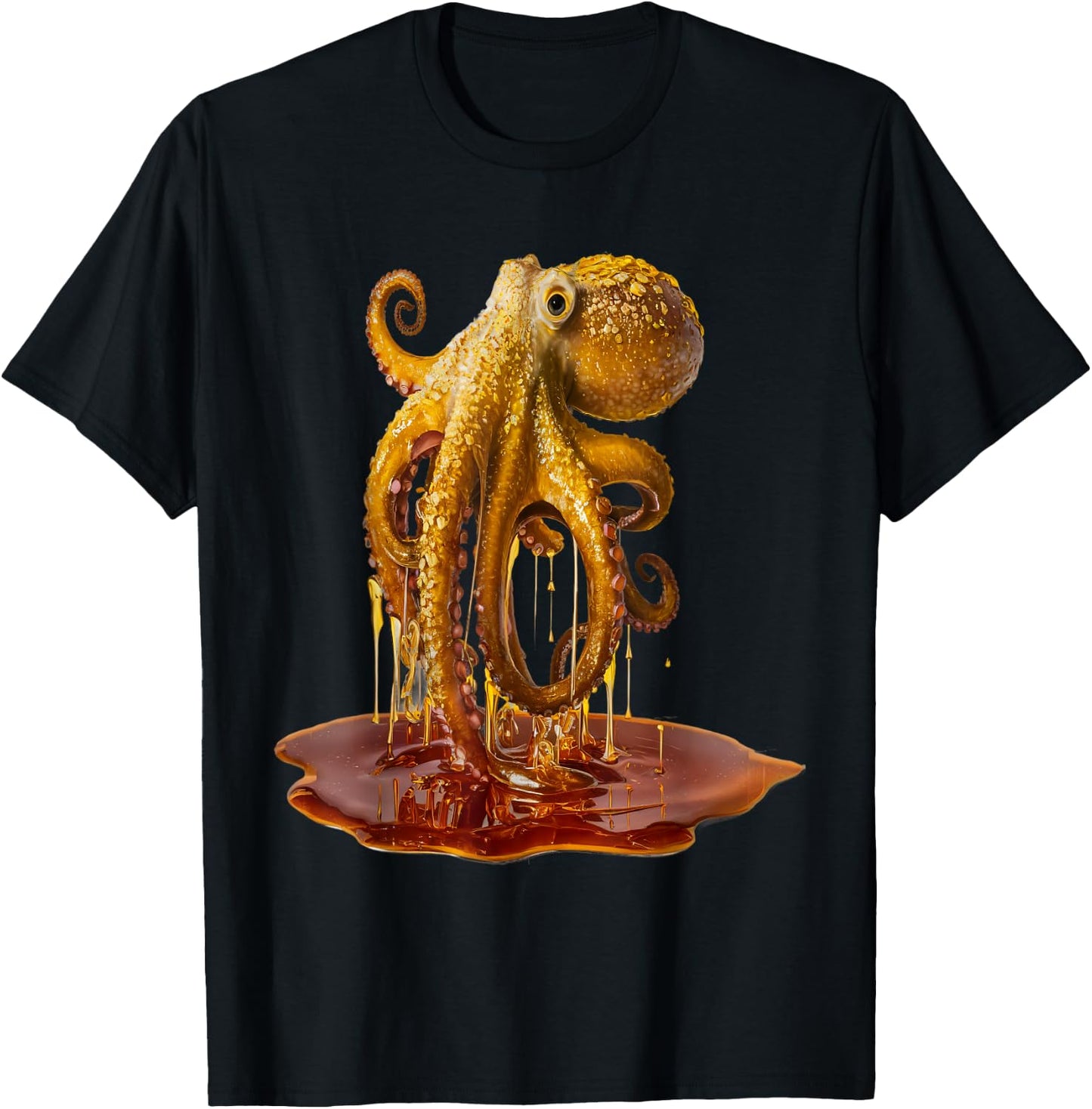 Octopus Men Woman Aesthetic Gold Honey Octopus T-Shirt - T-Shirt | Black