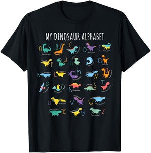 My Dinosaurs Alphabet ABC Dino Identification Educational T-Shirt - T-Shirt | Black