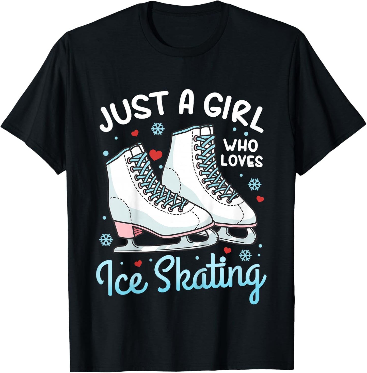 Kids Ice Skating Figure Skating Just a Girl Who Loves Ice Skating T-Shirt - T-Shirt | Black