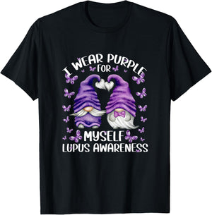 Purple Gnome For Lupus Awareness - I Wear Purple For Myself T-Shirt - T-Shirt | Black