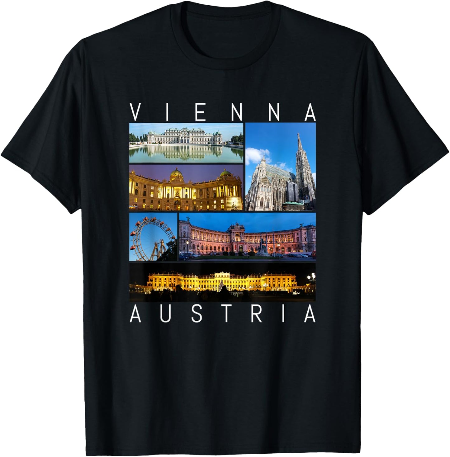 Vienna Austria famous sights gallery Souvenir T-Shirt - T-Shirt | Black