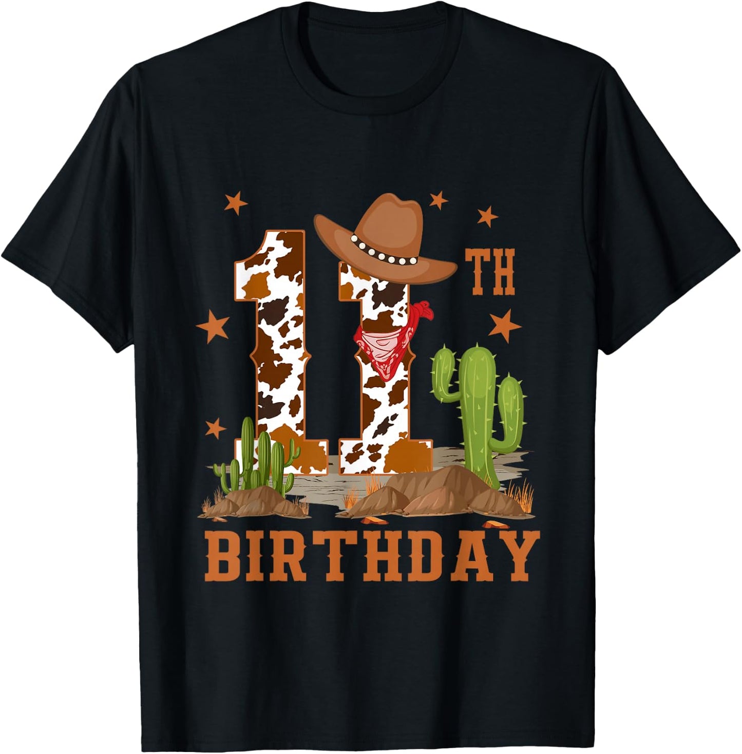 It's My 11th Birthday Cowboy Western 11 Year Old Boy Bday T-Shirt - T-Shirt | Black
