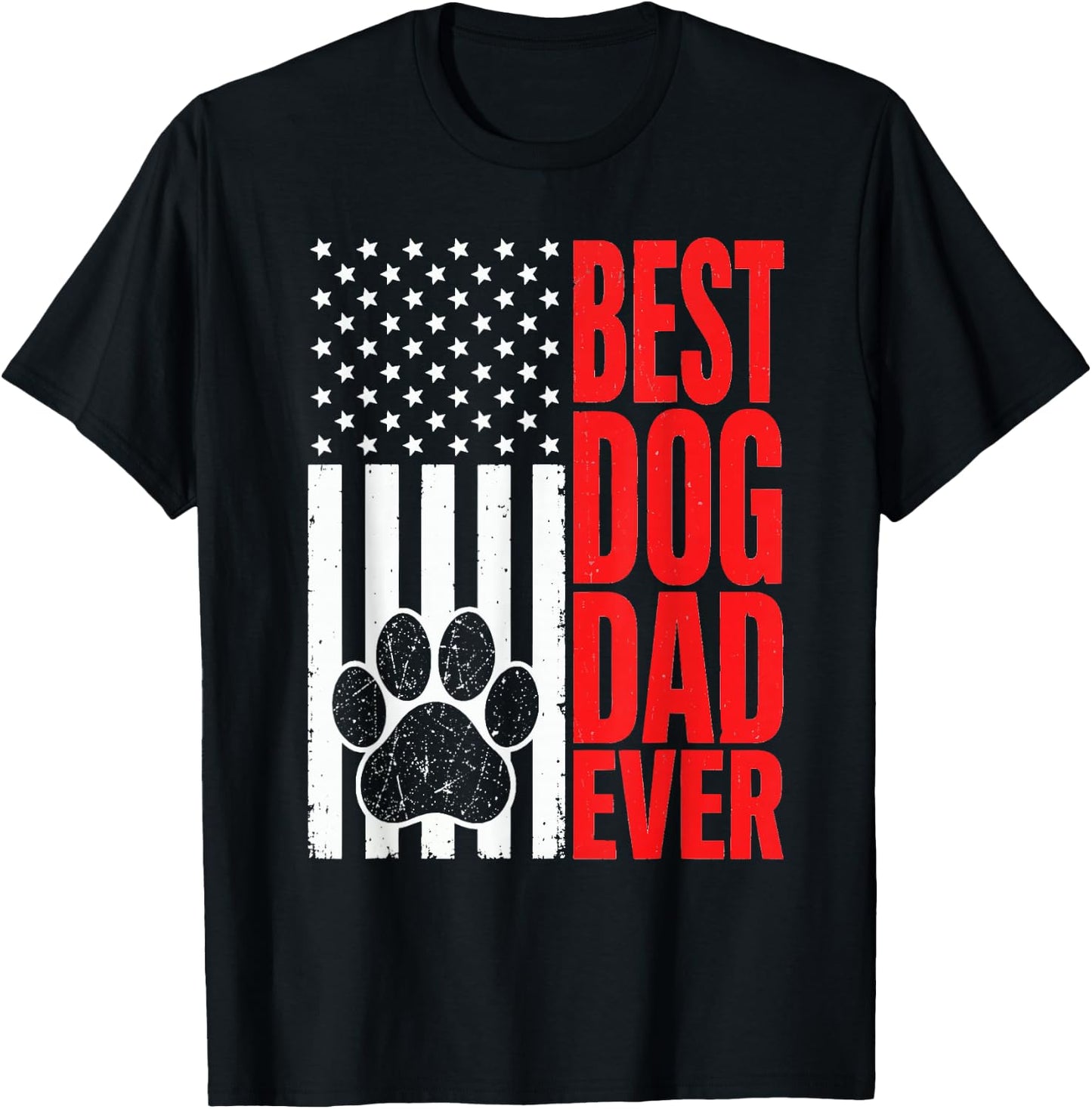Best Dog Dad Ever Patriotic Father's Day Dog Lover T-Shirt - T-Shirt | Black