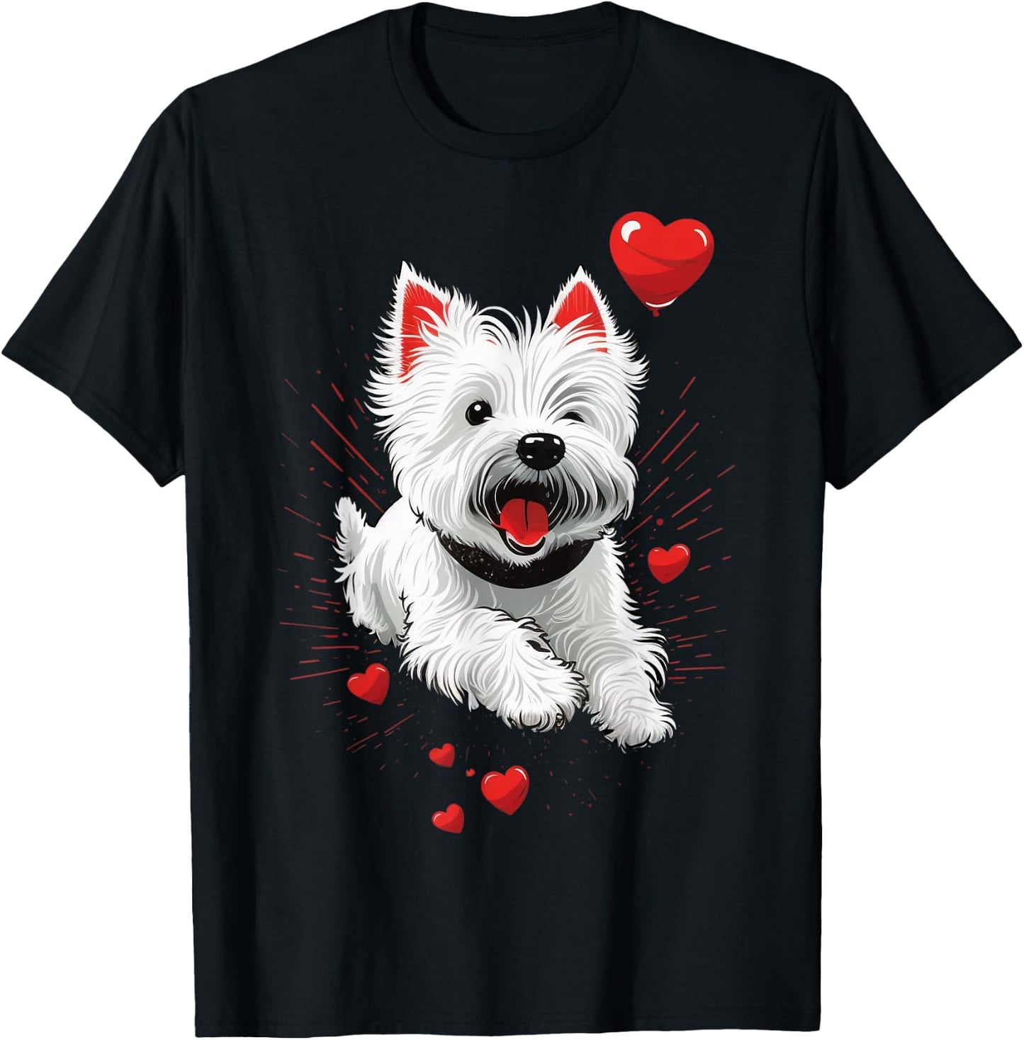 Westie Love Heart on West Highland White Terrier Lover T-Shirt - T-Shirt | Black
