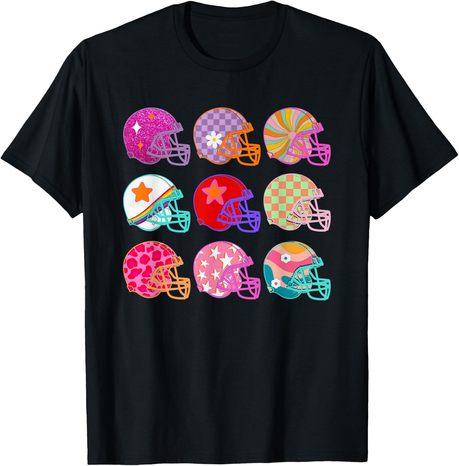 Football Hat Colorful Football For Football Players T-Shirt - T-Shirt | Black