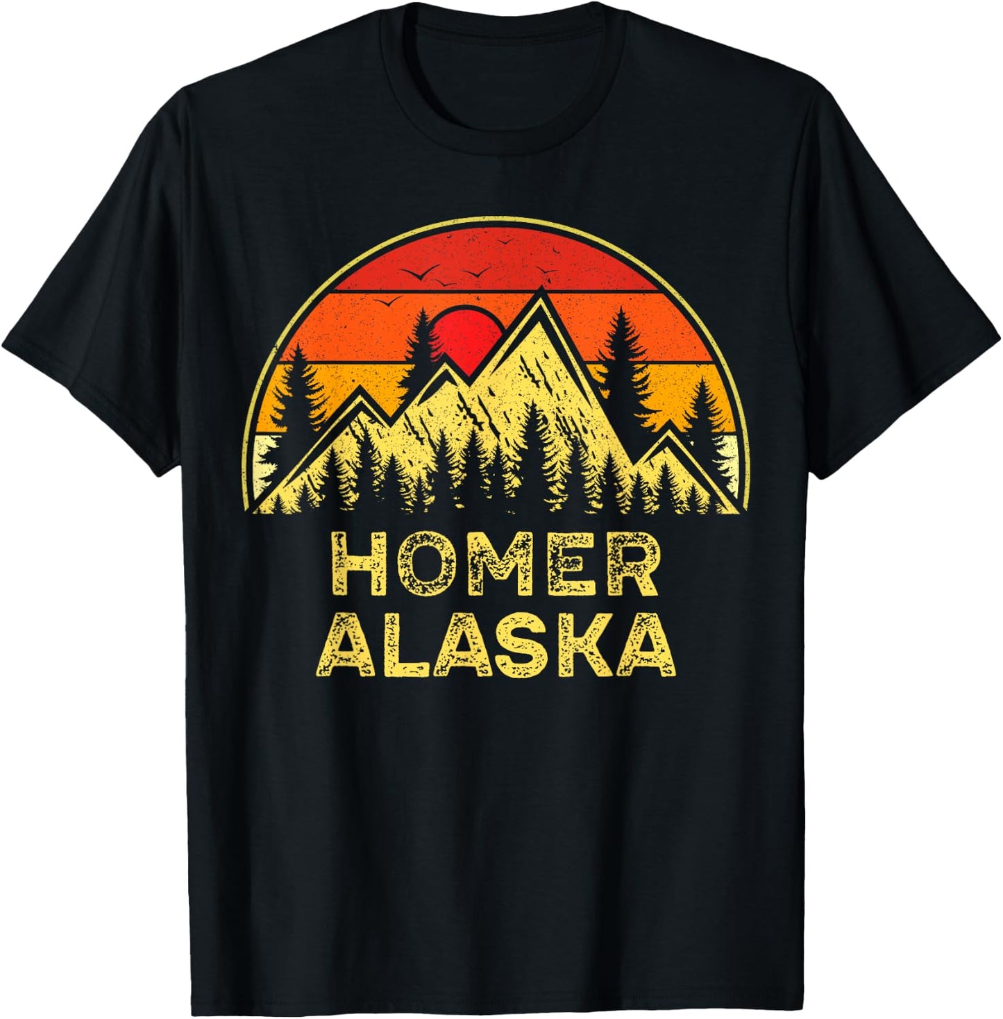 Vintage Homer Alaska AK Mountains Outdoor Hiking Souvenir T-Shirt - T-Shirt | Black