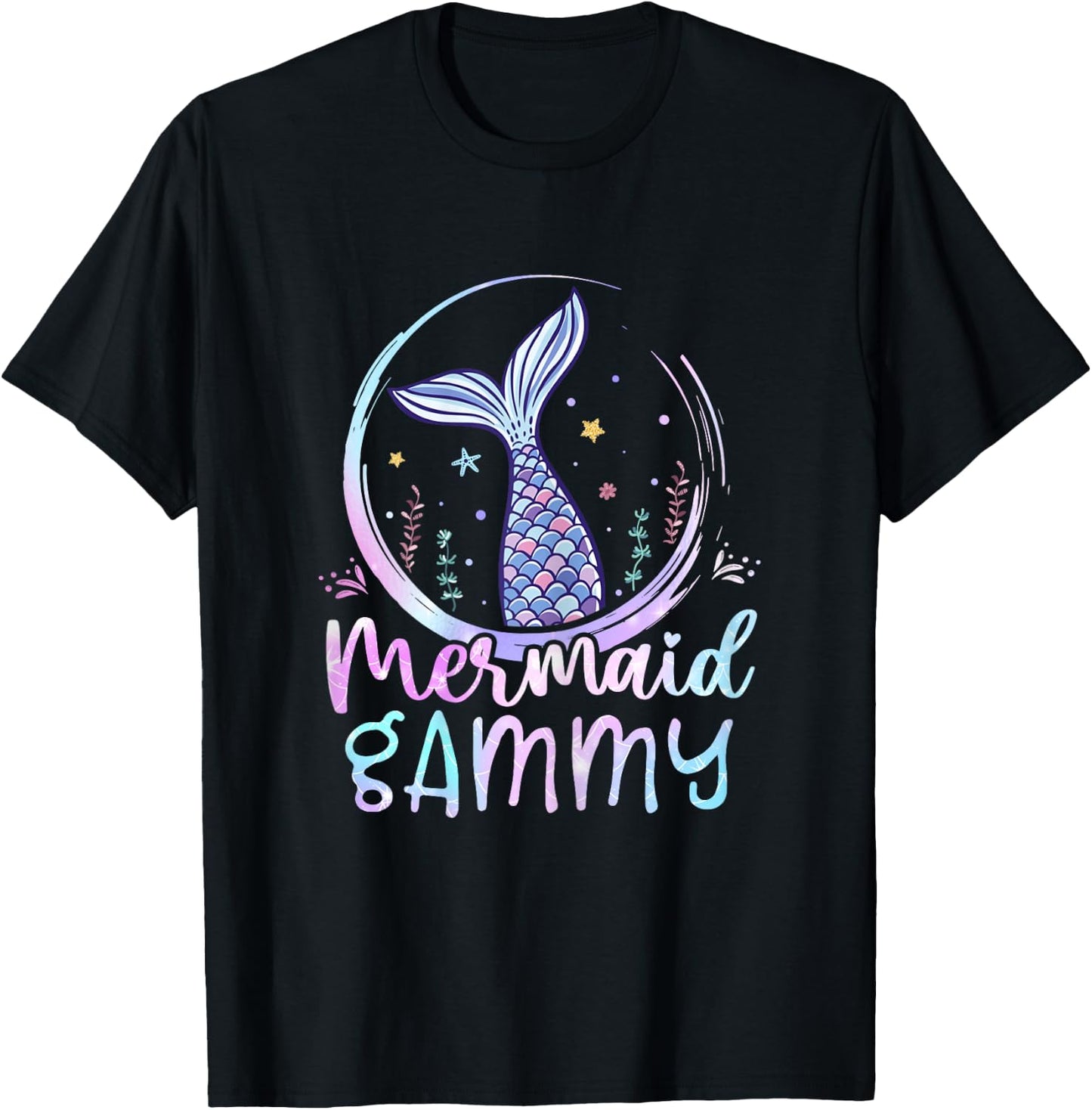 Mermaid Gammy Birthday Mermaid Girl Beach Mermaid Tail T-Shirt - T-Shirt | Black