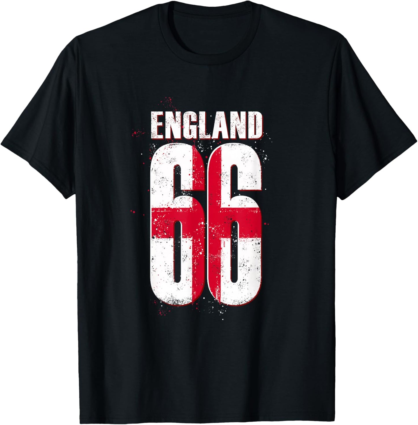 Vintage England 66 Flag Proud English Fan Retro Memorabilia T-Shirt - T-Shirt | Black